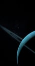 Satellite Ariel or Uranus I orbiting around Uranus planet and her rings