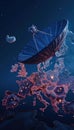 Satellite array providing internet access to Europe, Satellite, infrastructure Royalty Free Stock Photo
