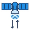 Satellite with Arrows vector Global Internet concept blue icon Royalty Free Stock Photo
