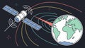 Satellite beaming data to Earth, powering global connectivity, vector design Generative AI Royalty Free Stock Photo