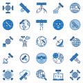 Satellite Broadband or Internet Access concept vector colored icons set Royalty Free Stock Photo