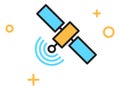 Satellite broadcasting in space. Orbital station transmitting radio signal