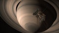 Satellite Cassini is approaching Saturn. Cassini Huygens is an unmanned spacecraft sent to the planet Saturn. CG animation. Elemen