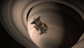 Satellite Cassini is approaching Saturn. Cassini Huygens is an unmanned spacecraft sent to the planet Saturn. CG animation. Elemen