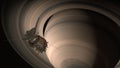 Satellite Cassini is approaching Saturn. Cassini Huygens is an unmanned spacecraft sent to the planet Saturn. CG animation. Elemen