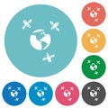 Satellite communication flat round icons Royalty Free Stock Photo