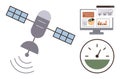 Satellite connectivity, data monitoring, and online performance analytics illustrated with modern visuals Royalty Free Stock Photo