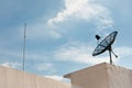 Satellite Dish Antenna and lighting rod Royalty Free Stock Photo