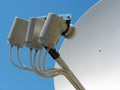Satellite dish antenna over blue sky Royalty Free Stock Photo