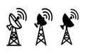 Satellite Dish Antenna Tower Icon silhouette vector Royalty Free Stock Photo