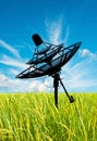 Satellite dish antennas in field Royalty Free Stock Photo