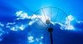 Satellite dish antennas under blur sky Royalty Free Stock Photo