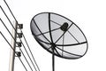 Satellite dish and cable communication technology network Royalty Free Stock Photo