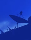 Satellite dish communication antennas under blue sky Royalty Free Stock Photo