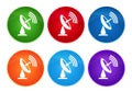 Satellite dish icon super round button set glass design Royalty Free Stock Photo