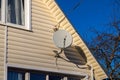Satellite dish installed at their summer house Royalty Free Stock Photo