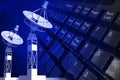 Satellite dish and key board Royalty Free Stock Photo