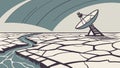 Satellite Dish in Parched Riverbed, Vector Illustration, vector design Generative AI Royalty Free Stock Photo
