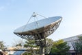 Satellite dish radar antenna station in field. parabolic antennas. Big parabolic antenna against sky. Satellite dish at earth stat Royalty Free Stock Photo