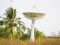 Satellite dish receiving data signal for communication Royalty Free Stock Photo