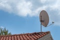 Satellite dish on the roof Royalty Free Stock Photo