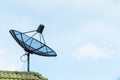 Satellite dish on the roof of the house