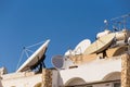 Satellite dish on the roof. Royalty Free Stock Photo