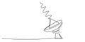 Satellite dish sending signals into space in continuous line drawing. Representation of global communication, technology, and Royalty Free Stock Photo