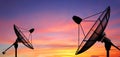 Satellite dish sky sun stars communication Royalty Free Stock Photo
