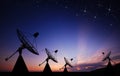 Satellite dish sky sun stars Royalty Free Stock Photo