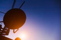Satellite dish sky sunset communication technology network Royalty Free Stock Photo
