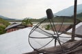 Satellite dish, Telecommunication mast with microwave link and TV transmitter antennas