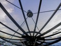Satellite dish transmission data on background blue sky Royalty Free Stock Photo