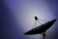 Satellite dish transmission data on blue background Royalty Free Stock Photo