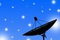 Satellite dish transmission data on blue background 1 Royalty Free Stock Photo