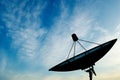 Satellite dish transmission data on blue sky background Royalty Free Stock Photo
