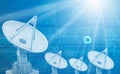 Satellite dish transmission data Royalty Free Stock Photo