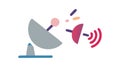 Satellite Dish Transmitting Signals, Telecommunication and Broadcasting, vector design Generative AI Royalty Free Stock Photo