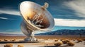 Satellite dish under blue sky with clouds,AI Generated Royalty Free Stock Photo
