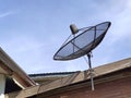 Satellite dishes communication technology network with Blue sky surf in background,Satellite dish In the countryside Royalty Free Stock Photo