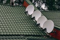 Satellite dishes on the roof Royalty Free Stock Photo