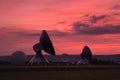 Satellite dishes at sunset Royalty Free Stock Photo