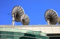 Satellite dishes, telecommunication media center.