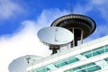 Satellite dishes, telecommunication media center. Royalty Free Stock Photo