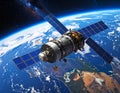 Satellite in Earth Orbit - Global Communication and Exploration Royalty Free Stock Photo