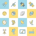 Satellite Flat Line Icons Royalty Free Stock Photo