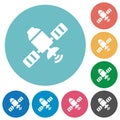 Satellite flat round icons