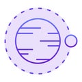 Satellite flying above planet flat icon. Cosmos violet icons in trendy flat style. Astronomy gradient style design