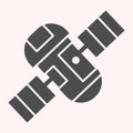 Satellite glyph icon. Spaceship with communication equipment and solar battery. Astronomy vector design concept, solid Royalty Free Stock Photo