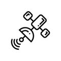 Black line icon for Satellite, network and dish